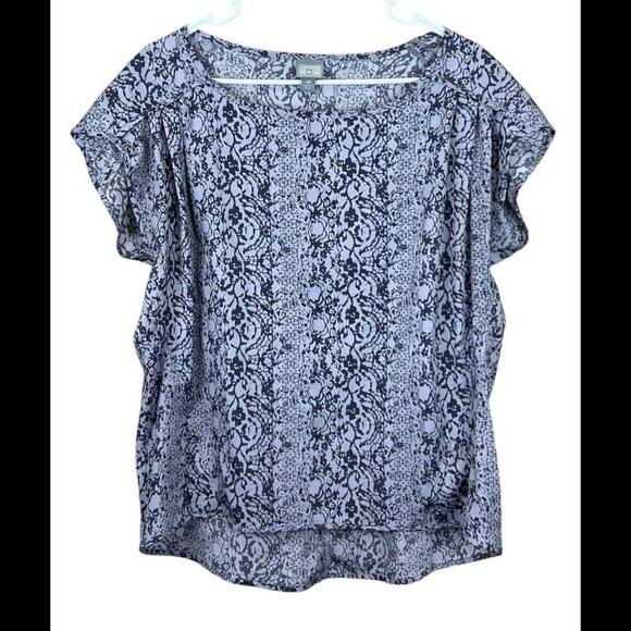 Converse One Star Top Medium Gray Abstract Polyester Shirt Blouse‎ - Picture 1 of 4